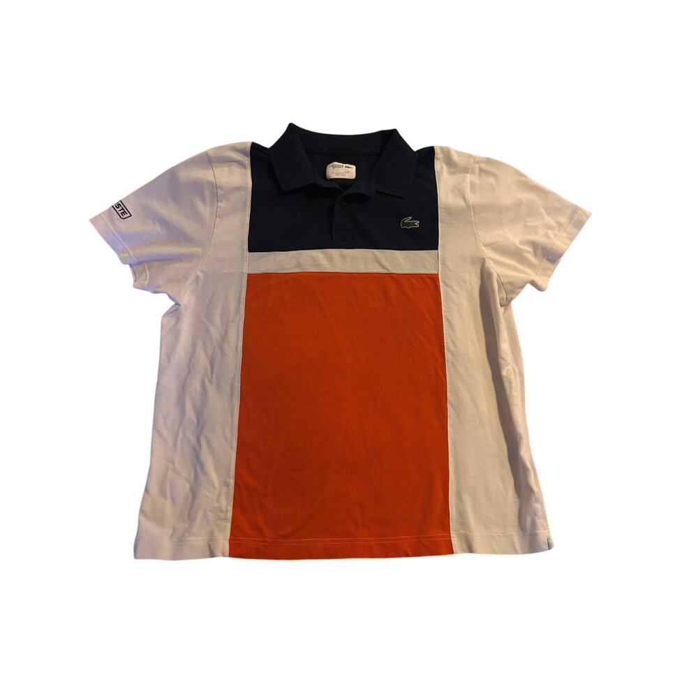 Lacoste Colorblock Polo Shirt – Size XXL Orange/Navy/White